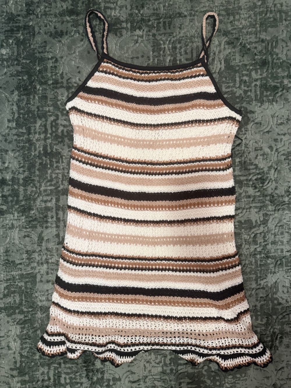 American Eagle Striped Knit Cami Dress in Neutral Tones